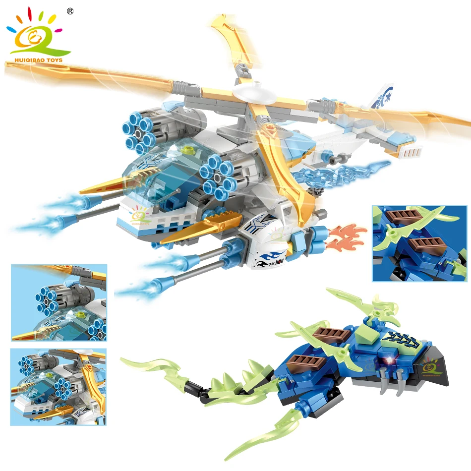 

HUIQIBAO 477 шт., городские ниндзя, штурмовой истребитель, строительные блоки, фигурки рыцарей, герои, самолет, кирпичи, строительные игрушки для д...