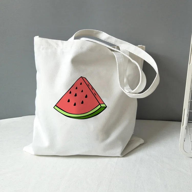 

2019 Fashion Women's Tote Bag Korea Original Cute Watermelon Graphic Canvas Shopping Bag Girl Student Shoulder Bags
