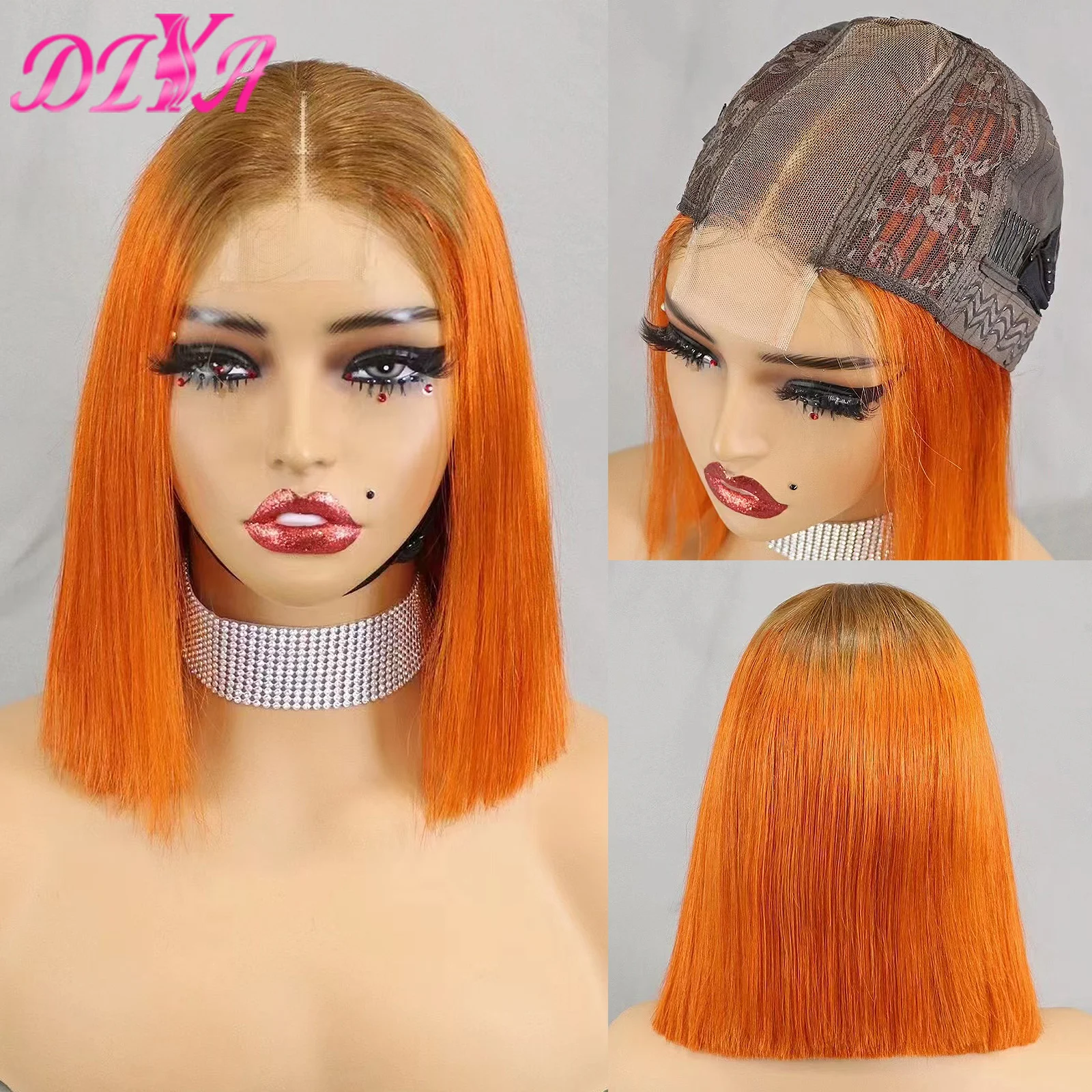 Бесклеевой парик из натуральных волос 2X6 с кружевной застежкой для чернокожих