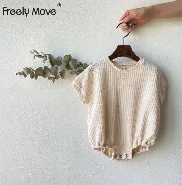 

Freely Move Kids Summer Short Sleeve Plain Romper Casual Cute Baby Girl Outfits Newborn Pullover Baby Boy Clothes