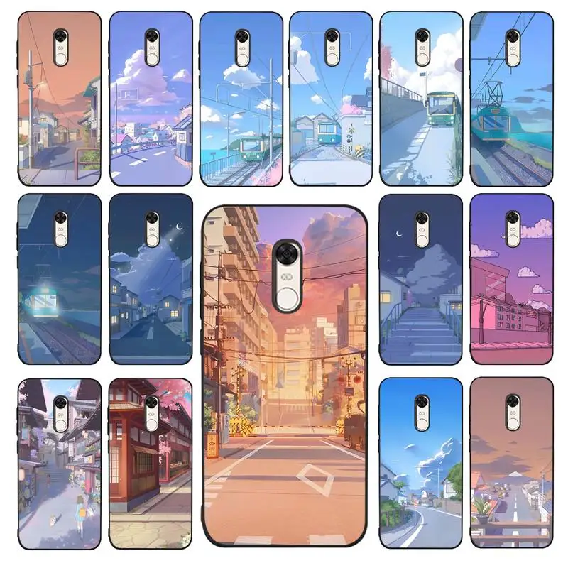 

Japanese Anime Hand Painted House scenery Phone Case for Redmi 5 6 7 8 9 A 5plus K20 4X 6 cover