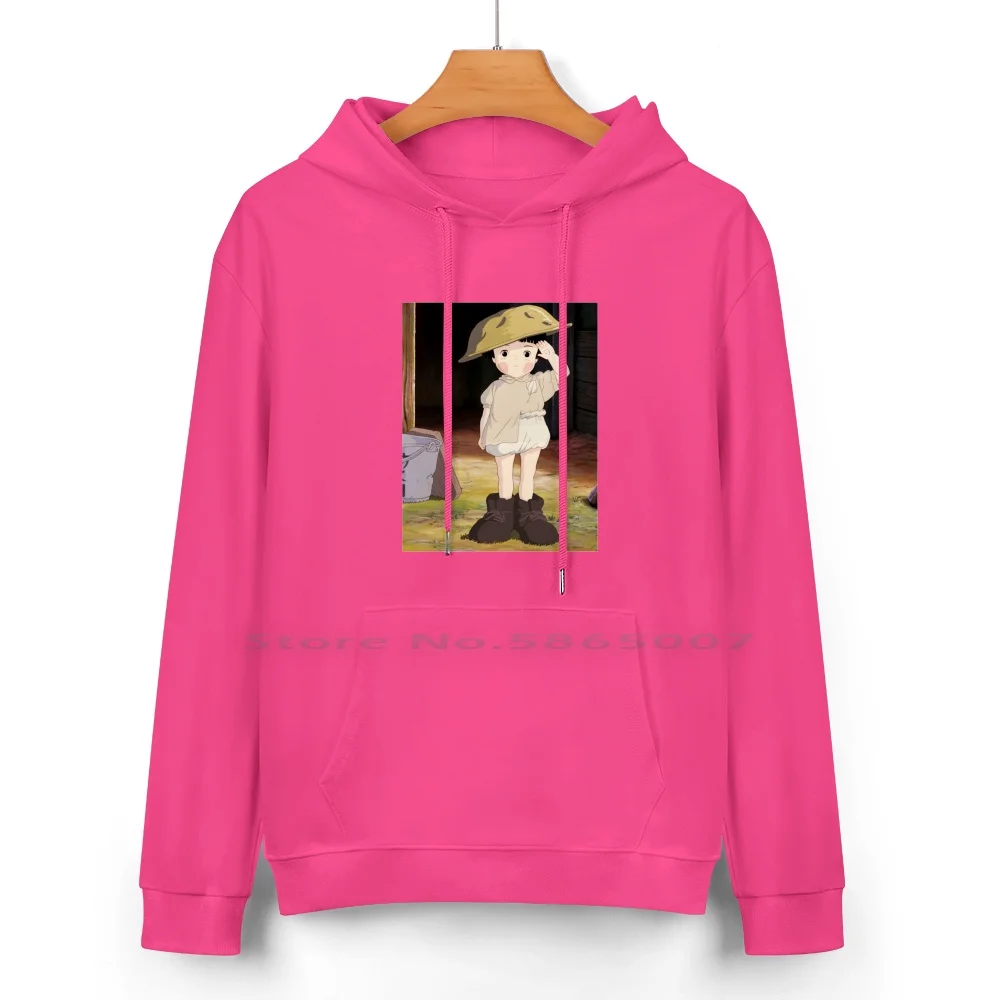 Футболка из чистого хлопка с капюшоном и принтом грустных светлячков 24 цвета