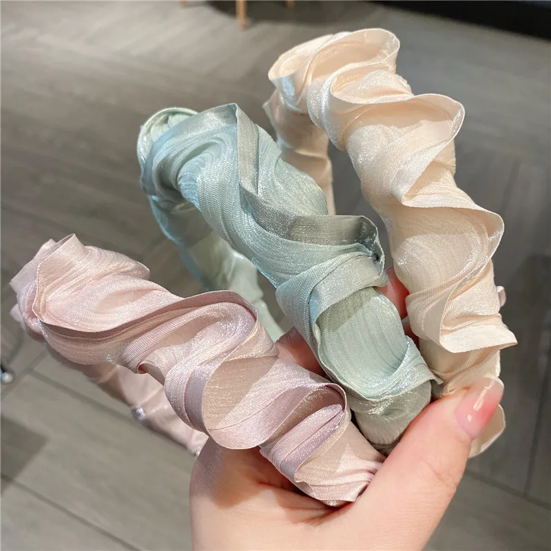

Fold Colorful Headbands For Women High-end Hairbands Korea Hair Accessories Hair Bows Flower Ribbon Head Wrap Hair Band