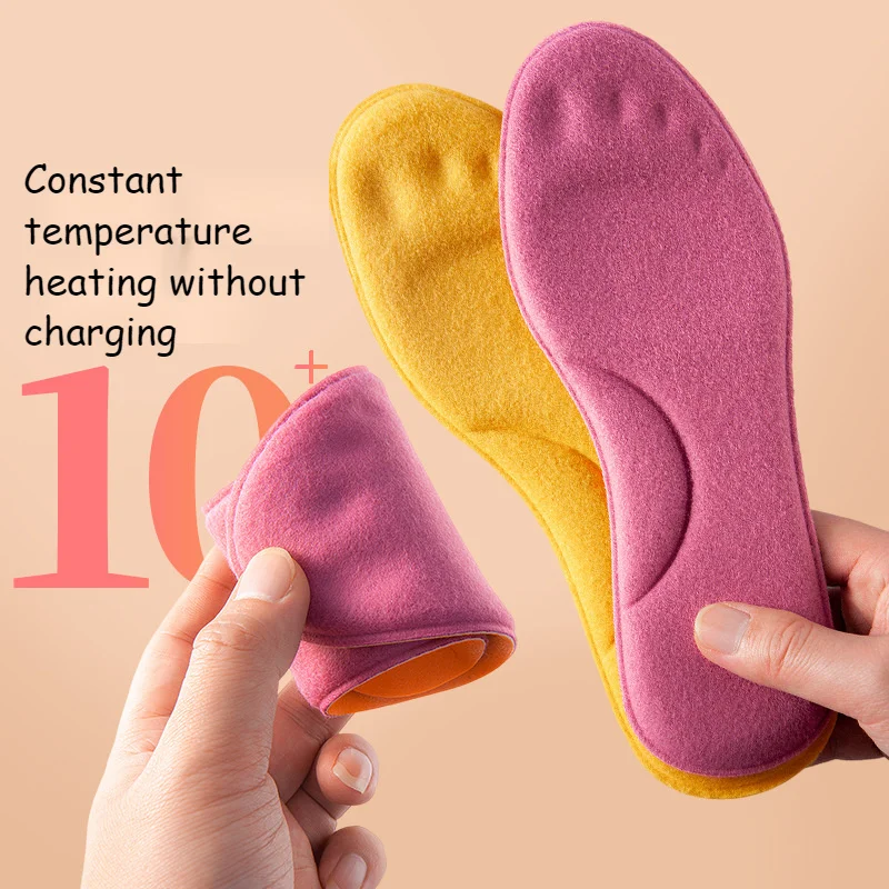 Freetie  Temperature Non Filling Massage Warm Insole Plush Thickened Heating Antibacterial Sweat Absorbing Cotton Insole