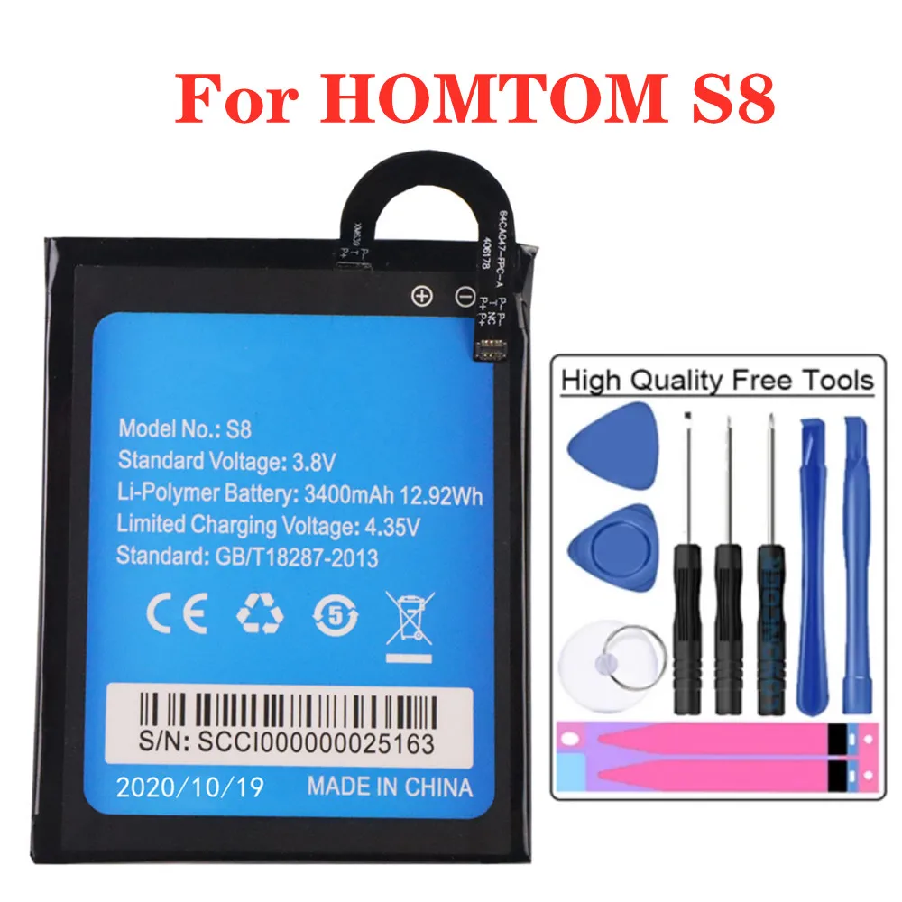 

100% Original HOMTOM S8 Battery For HOMTOMS8 S 8 Smart Phone Replacement 5.7inch 3400mAh Backup Batteries