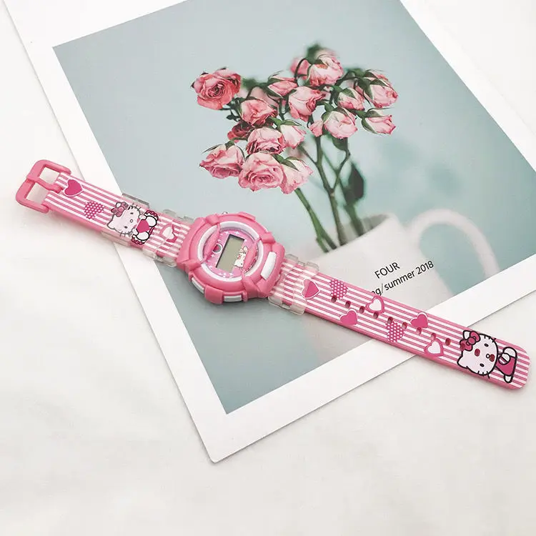 Hello Kitty Children Electronic Watch Cute Super Cute Girly Digital Student Electronic Silicone Watch Suitable for Girls Gifts images - 6