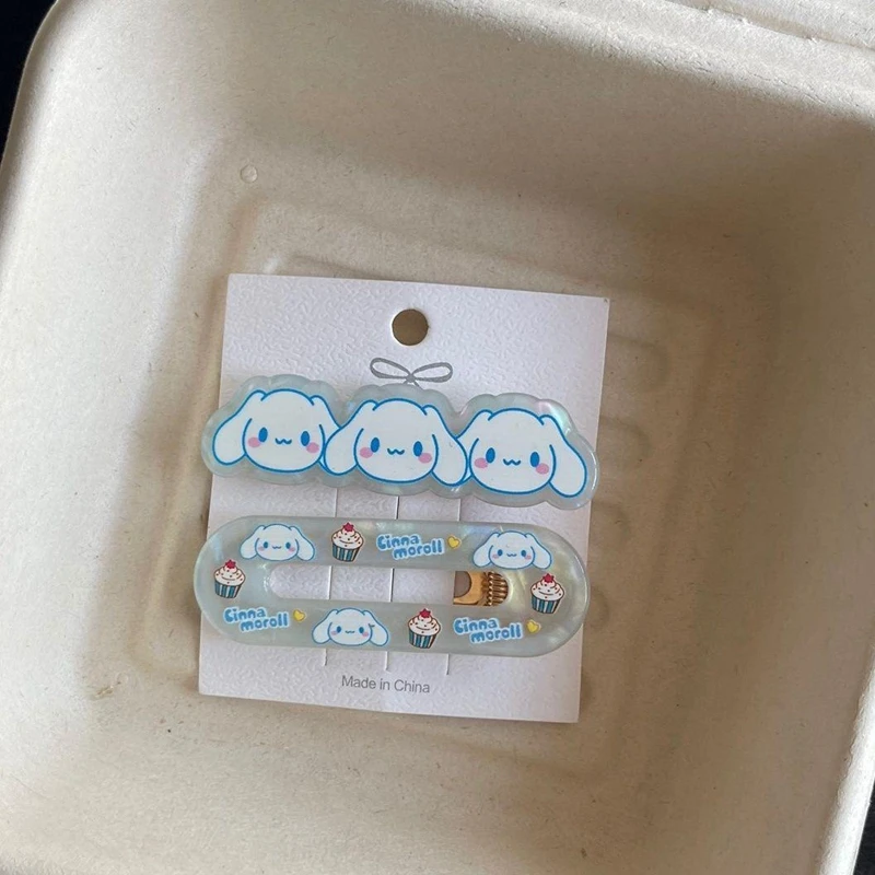 Набор заколок для волос Sanrio 2 шт. Kuromi Hello Kitty Pacha My Melody Cinnamoroll зажим мультяшный милый