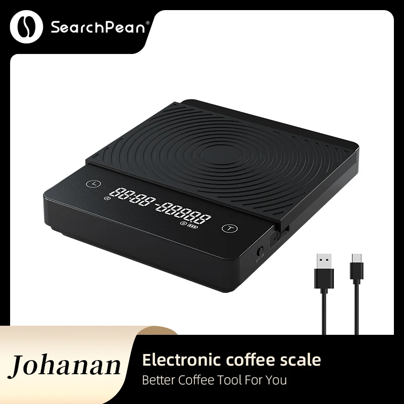 SearchPean Johanan Digital Electronic Coffee Kitchen Scale Smart Timer USB 2kg/0.1g Free Shipping Send Pad Man Woman Gift