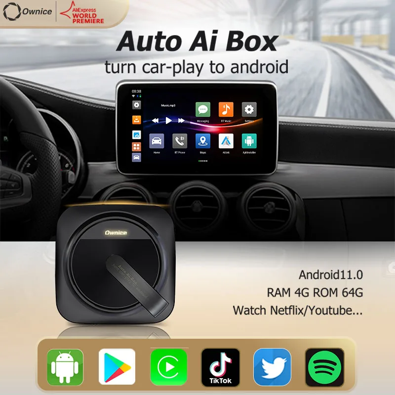 

Ownice Android 11 Wireless CarPlay Ai Box Apple Car Play Android Auto Youtube Netfix Mirror For Honda CRV CR-V JAZZ Freed