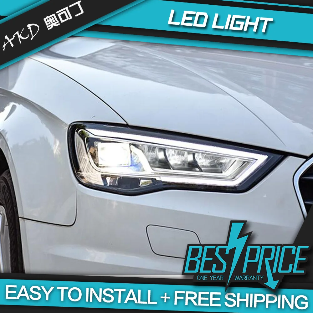 

AKD Car Styling Head Lamp for Audi A3 Headlights 2014-2016 A3 8V LED Headlight Projector Lens DRL Head Lamp Auto Accessories