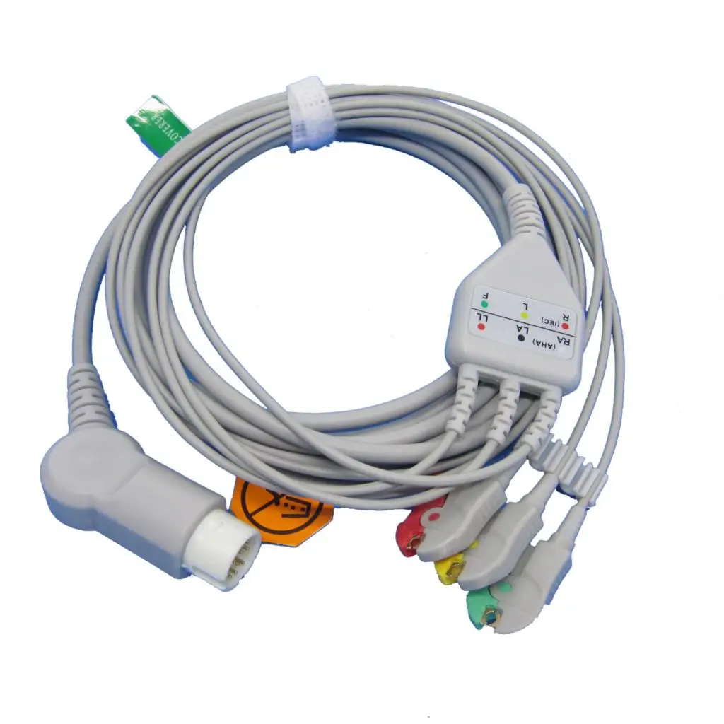 

EC-202 One-piece ECG Patient Cable IEC With 3leads 5leads Snap clip For MINDRAY PM5000/6000 ECG Electrocardiograph Monitor