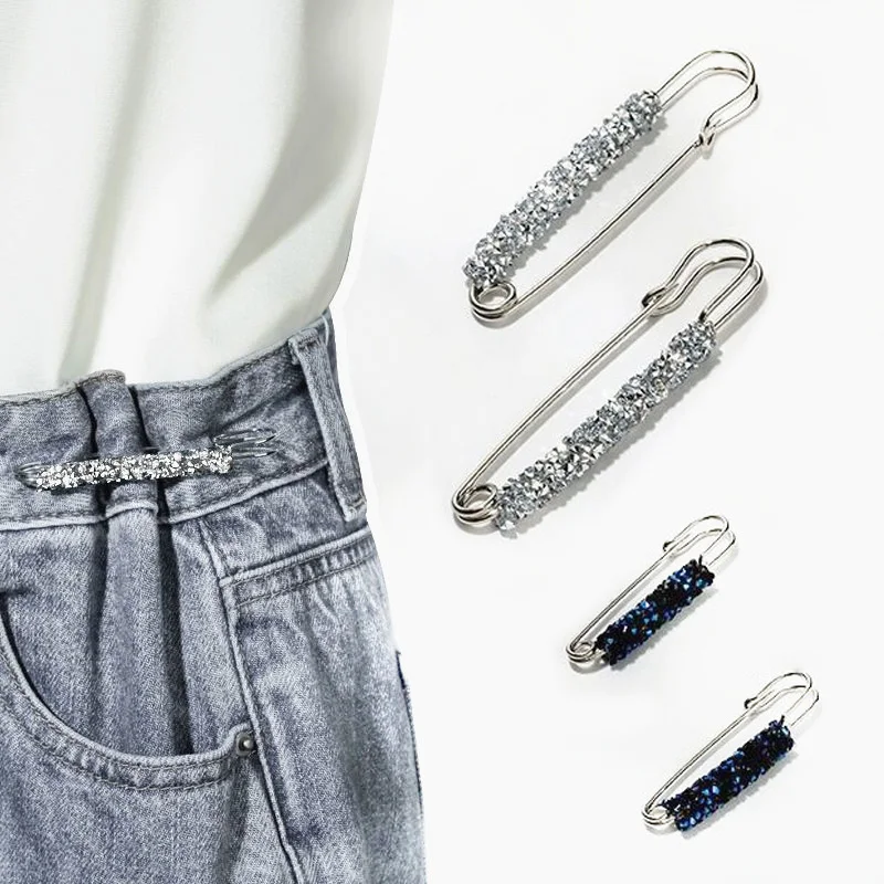 

New Women Rhinestone Brooches Pins Waist Buckle Cardigan Jeans Brooch Sweater Coat Clothes Pin Accessories