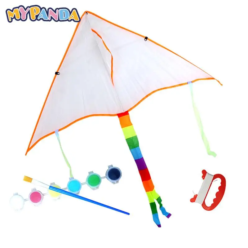 

1Set DIY Children Education Painting Kite Blank Kite Easy To Fly Children Kite Flying Toy Kids Outdoor Toys