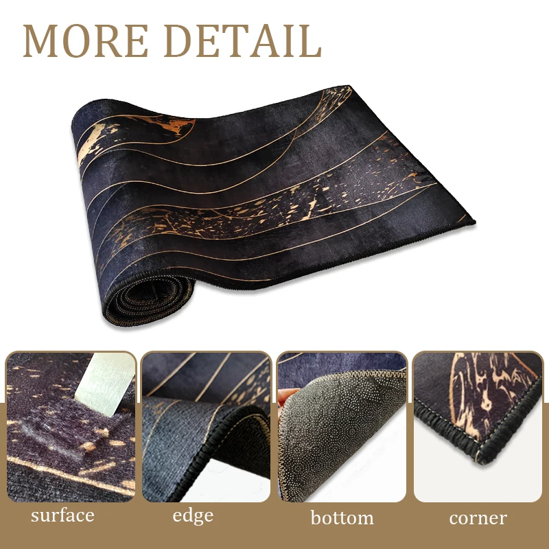 Роскошный Мраморный черный моющийся нескользящий кухонный коврик Придверный