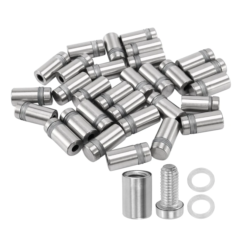 

30 Pieces 12 X 22Mm Stainless Steel Spacer Glass Holder Sign Mounting