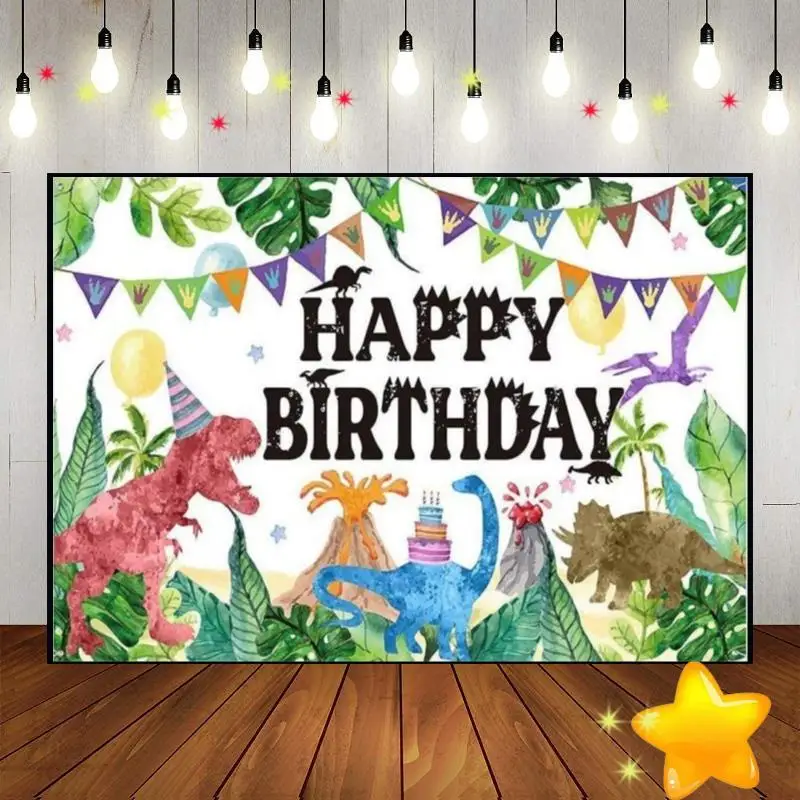 

Dinosaur Cartoon Themed Dicaron Background Birthday Decoration Banner Custom Backdrop Party Baby Shower Photography Backdrops