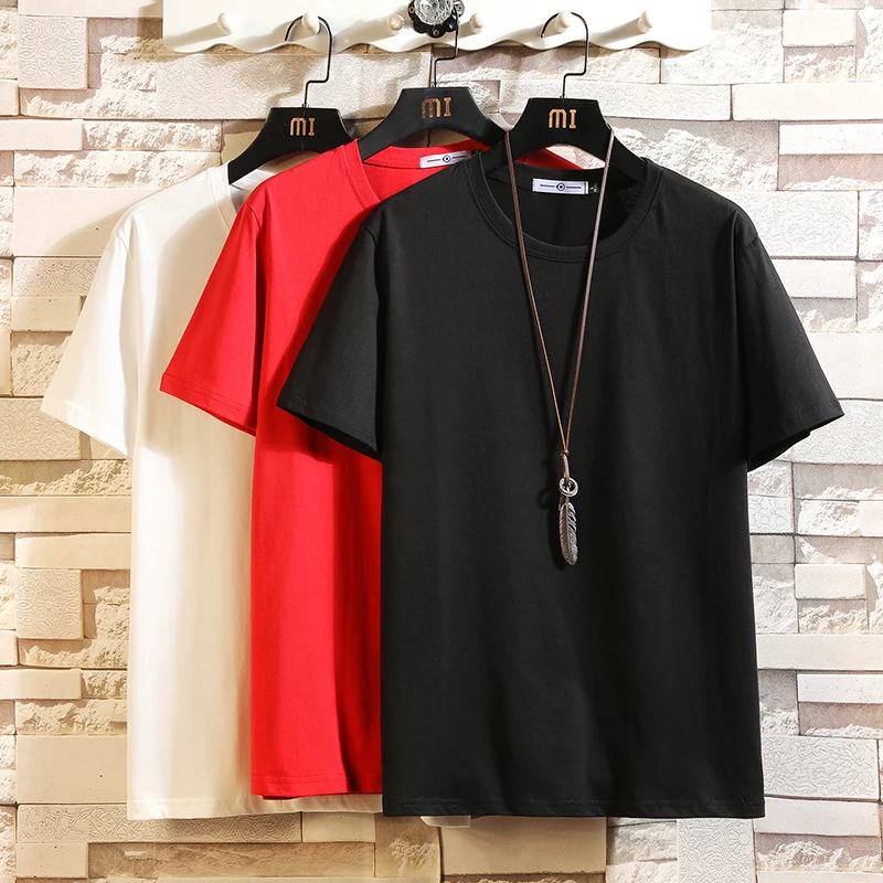 

2022 summer new port style white background large solid color simple ins short sleeve T-shirt tide pure cotton loose T-shirt