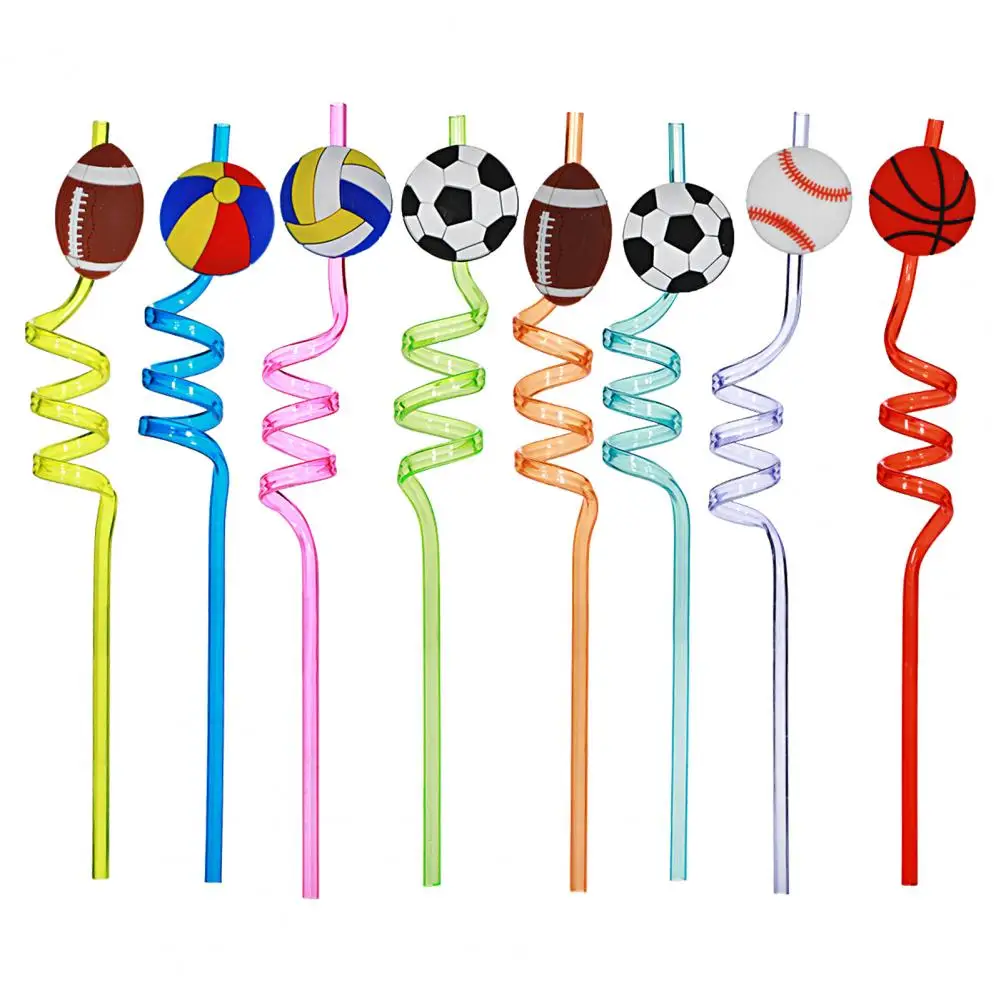 

8Pcs Drinking Straws Creative Drinking Straws Unique Football Cartoon Straws Attractive Cartoon Straws