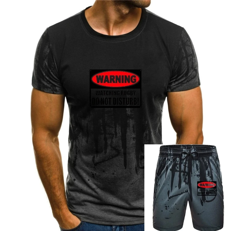

WARNING- watching rugby do not disturb!- Sports fan caution sign- Mens T-Shirt from Fat Cuckoo - MTS1142 classic crew neck