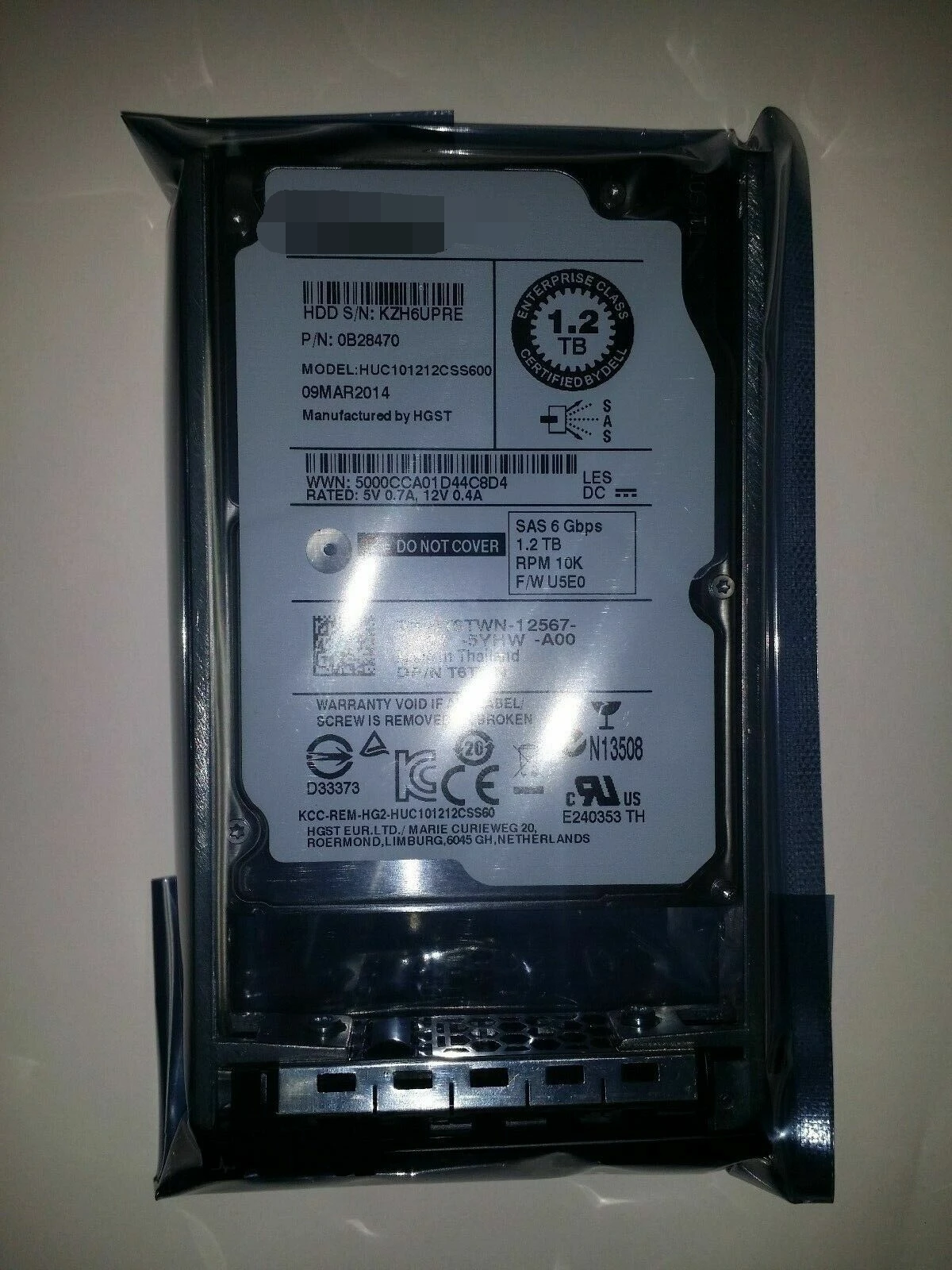 

Для Dell 1,2 TB 6G 10K 2,5 "SAS 0T6TWN T6TWN HUC101212CSS600 HDD жесткий диск w Tray