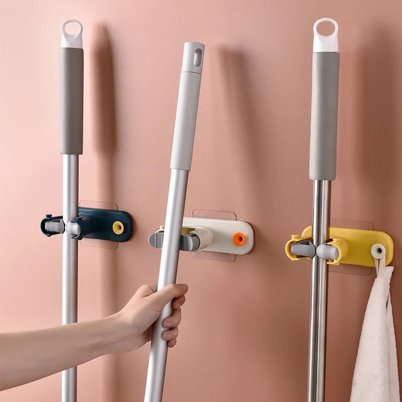 

Mop Clip Hook Kitchen Shelf Storage Brush Broom Hanger Ceramic Tile Free Punching Self-adhesive Household Bathroom 2021 Tool