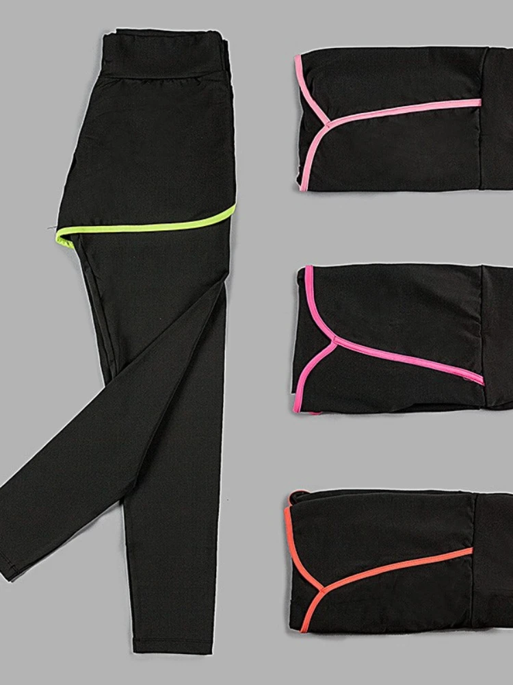 

Yoga Pants Women Fake Two-piece Sports Pants Tight Elastic Quick-drying Fitness Trousers Woman Running Slim Yoga Runing Clothes