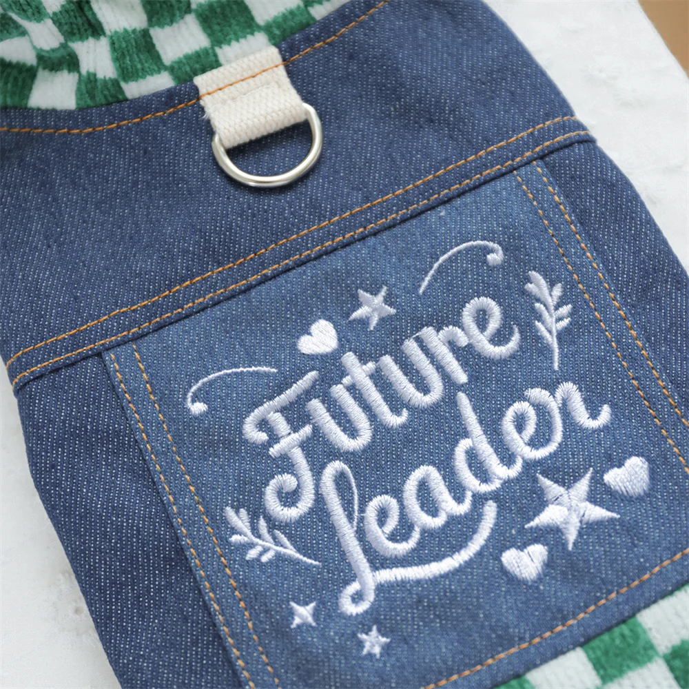 Классическая клетчатая джинсовая одежда для домашних животных маленьких собак