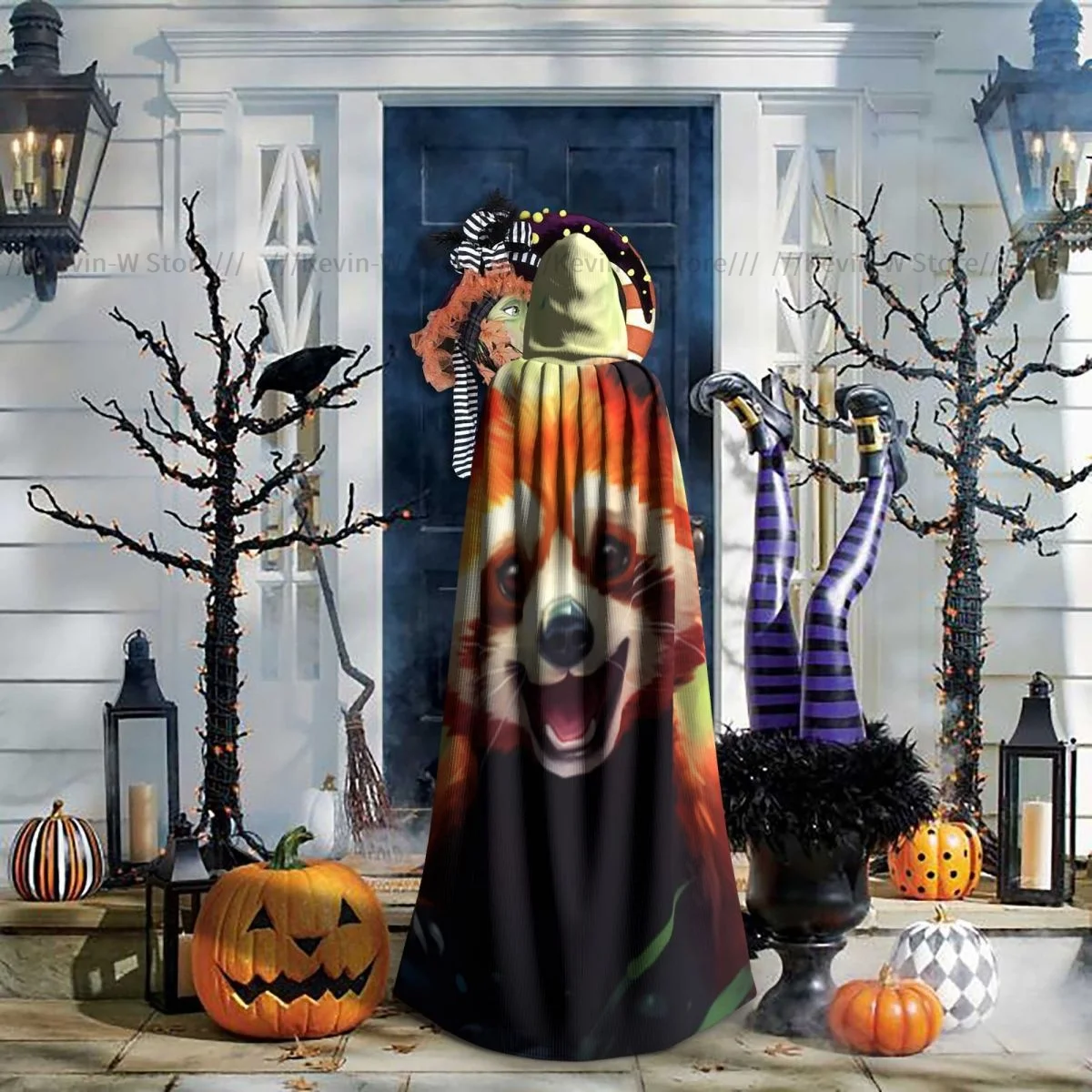 Унисекс для взрослых милый плащ с красной пандой в луге и капюшоном длинный