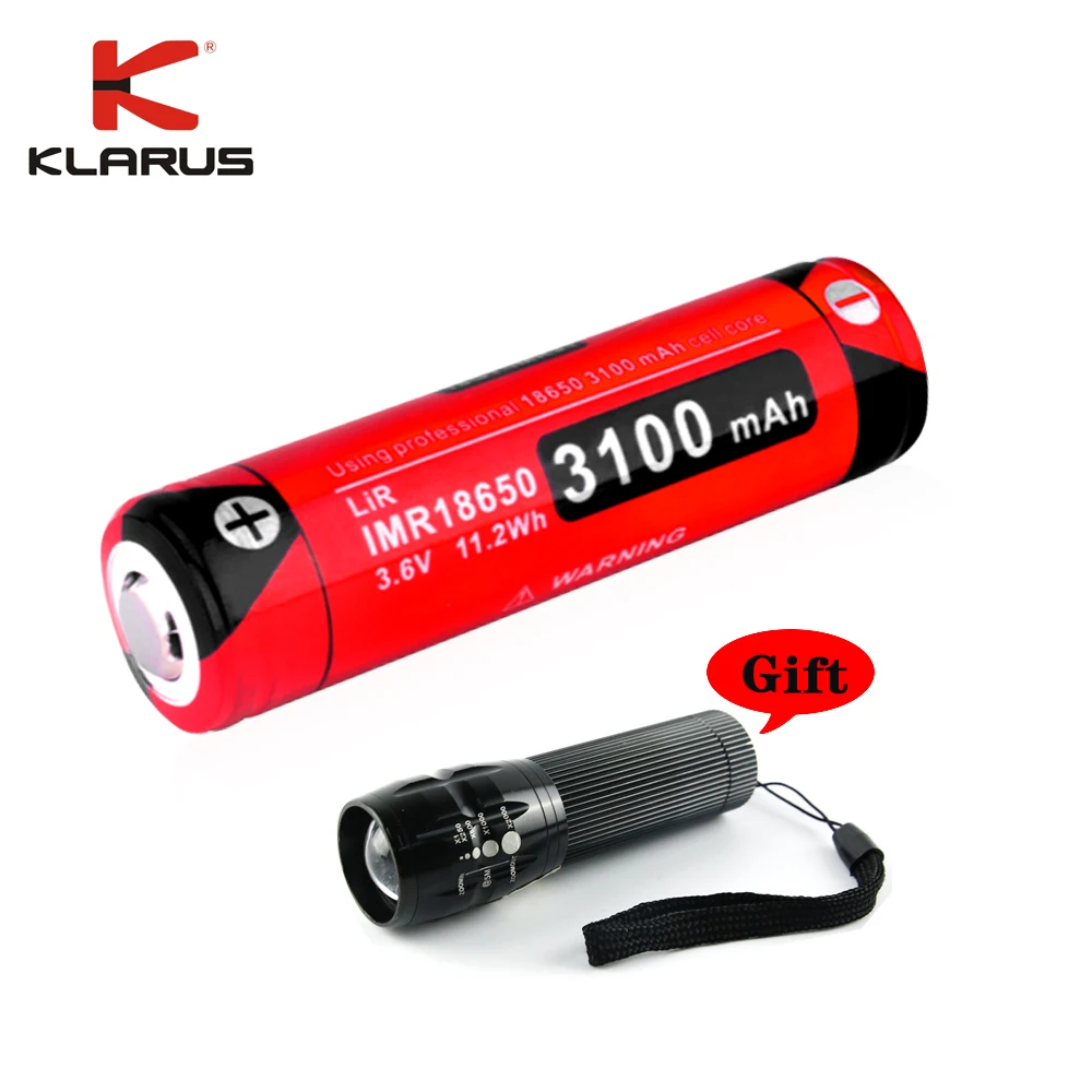 

KLARUS 18GT-IMR31 18650 Battery 3100 mAh High Quality IMR 18650 Lithium-ion Battery , Flashlight Gift