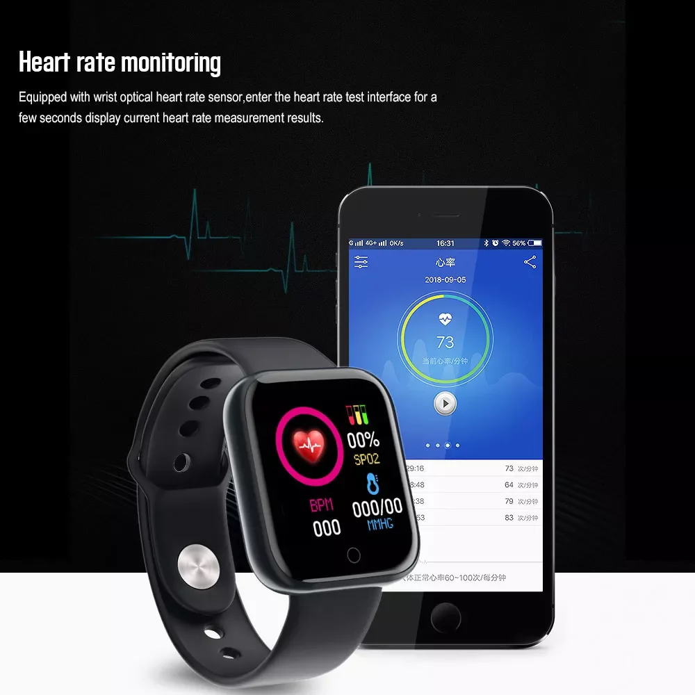 

Sport Smart Watches for Man Woman Gift Digital Smartwatch Fitness Tracker wristwatch Bracelet Blood Pressure ios Y68