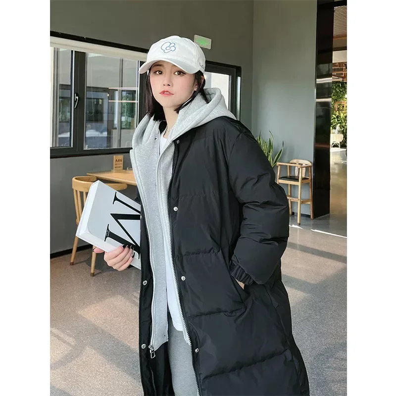 

2022NEW Two Long Jacket White Duck Down Coat for Women Winter Warm Hooded Outwear Loose Down Jacket Parka Overcoat Women's C