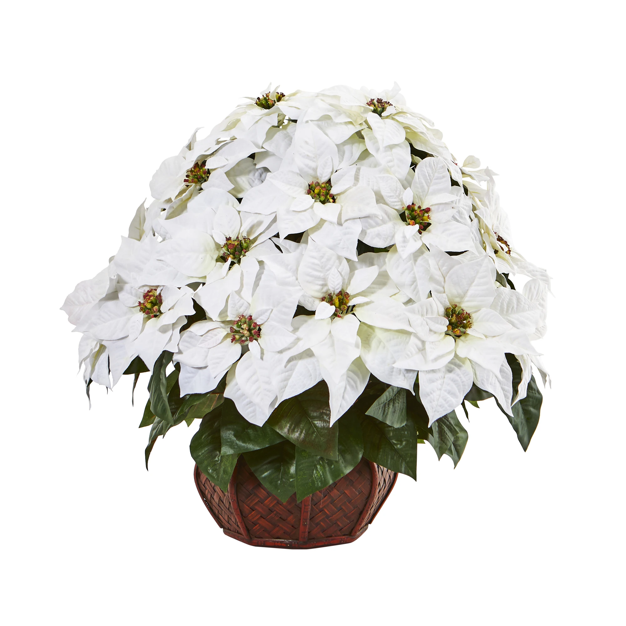 

22" Poinsettia Artificial Plant in Decorative Planter, White
