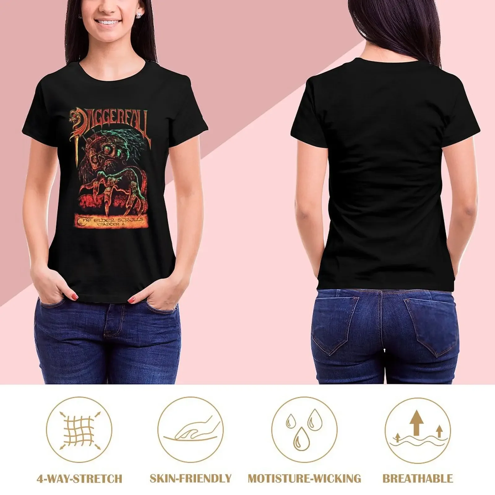 Женская футболка Daggerfall черный хлопок