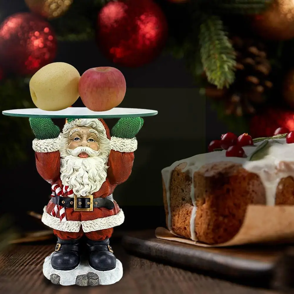 

Santa Treats Holder Fruit Plate Christmas Desktop Ornament Santa Sculptures Decoration Claus Tray Party Crafts Resin Food T U3c5