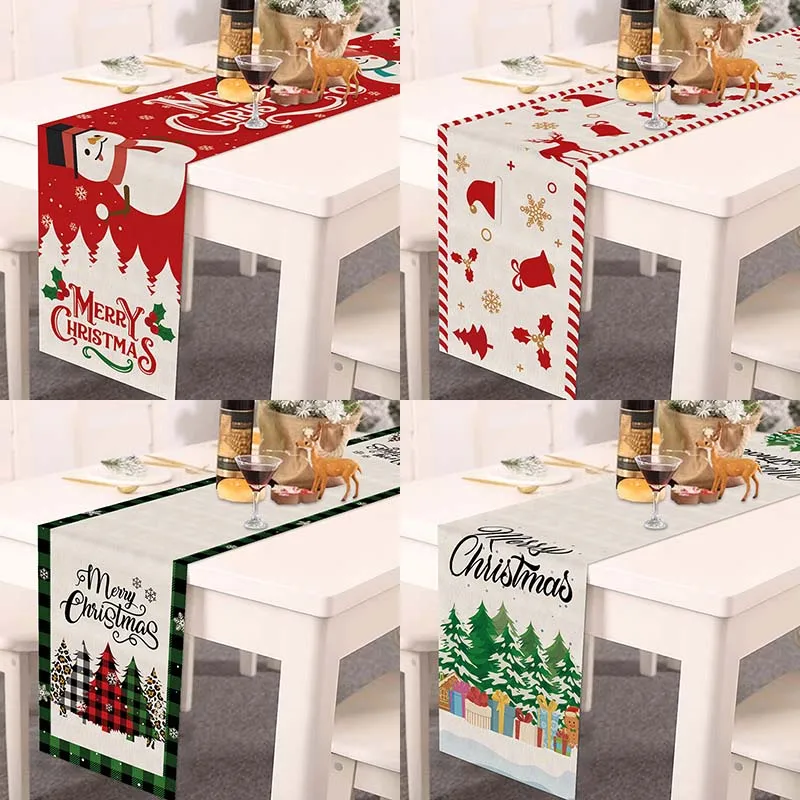 

Рождественская дорожка для стола с изображением снеговика рождественской елки, зимнее Рождественское украшение для обеденного стола, Рождественский Декор для дома, 2022 г., Рождественская Декорация