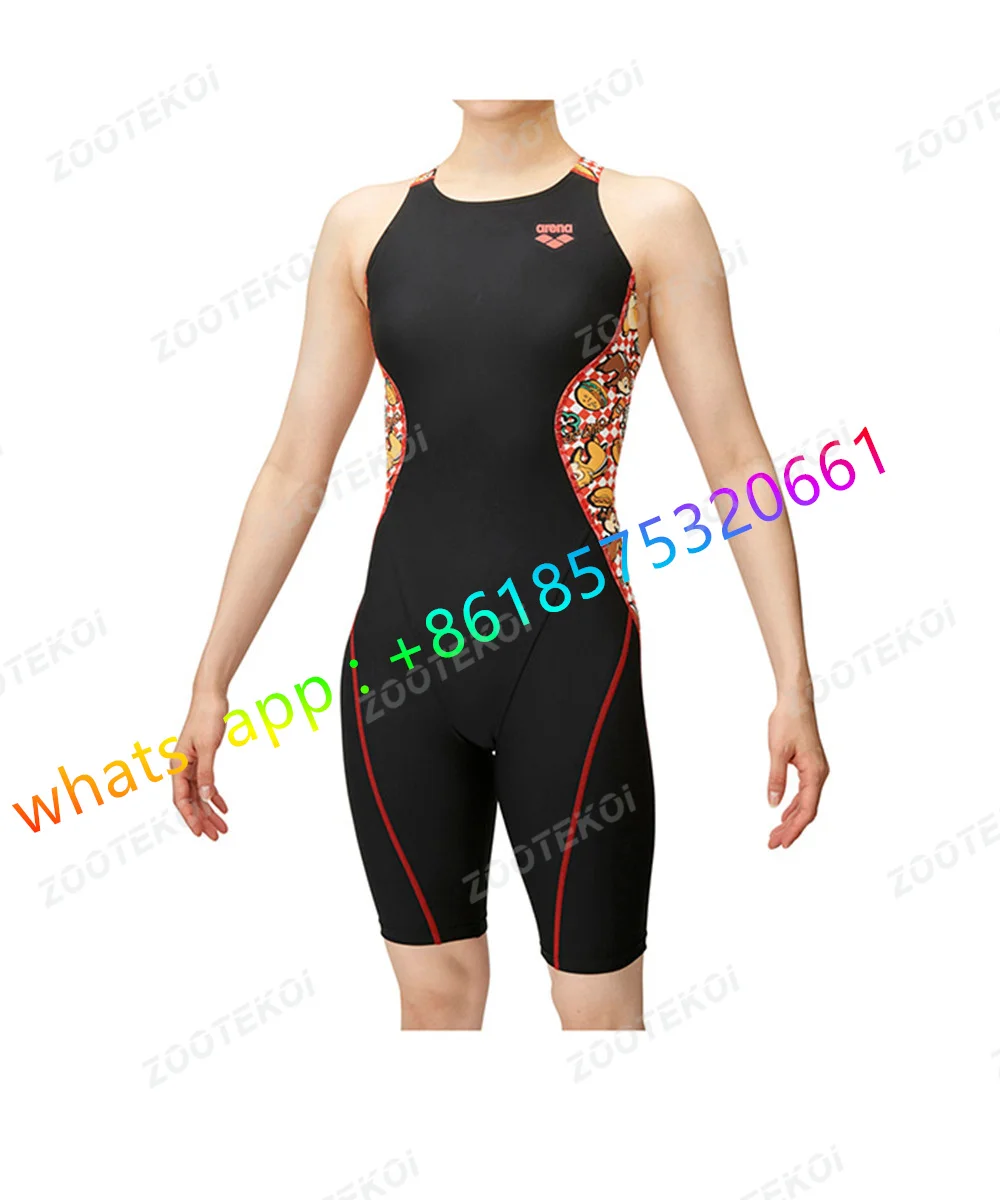 Women's Swimsuits Racerback Athletic One Piece Bathing Suits Knee Length Bodysuit Swimming Pool Triathlon Race Bodysuit Swimwear