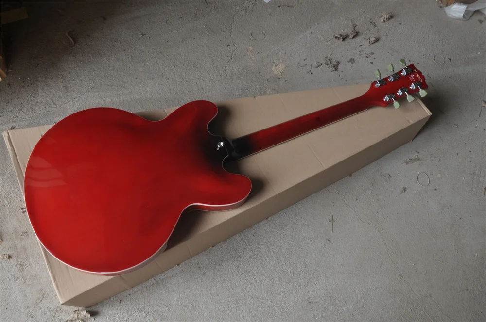 Полуажурная электрогитара ES 335, модель Jazz, вишнево-красный цвет, Высококачественная гитара, реальные фотографии в наличии 202238