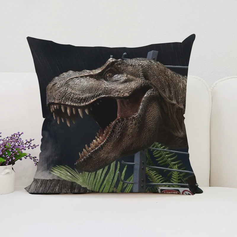 

Cool Classic Movie Poster Jurassic Park Throw Pillow Case Decoration 3D Two Side Print Dinosaur World Cushion Cover for Sofa