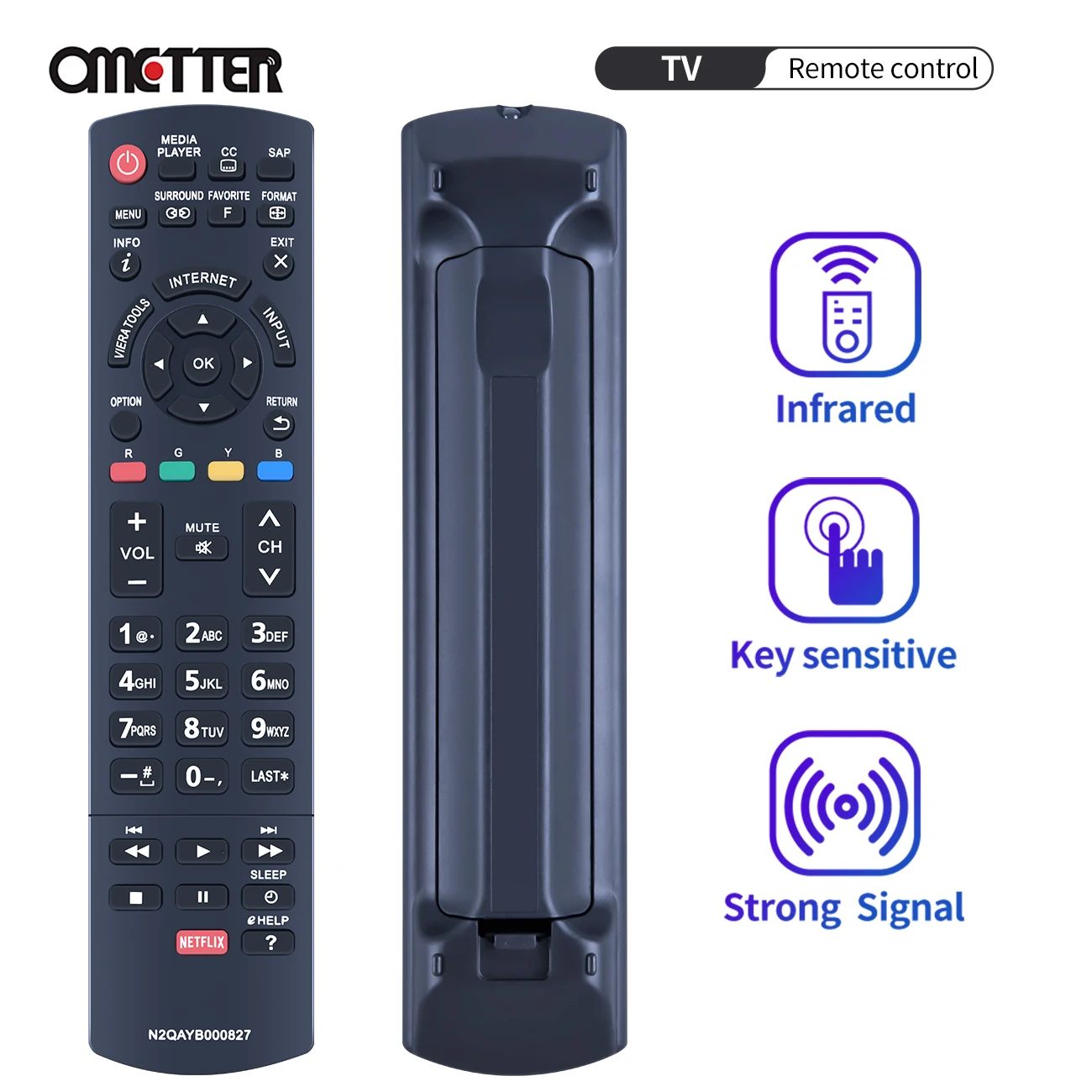 

New N2QAYB000827 for Panasonic TV Remote Control TC-P42S60 TC-P50S60 TC-P55S60 TC-P65S60 TCP60S60 TC50PS64 TC65PS64 Netflix