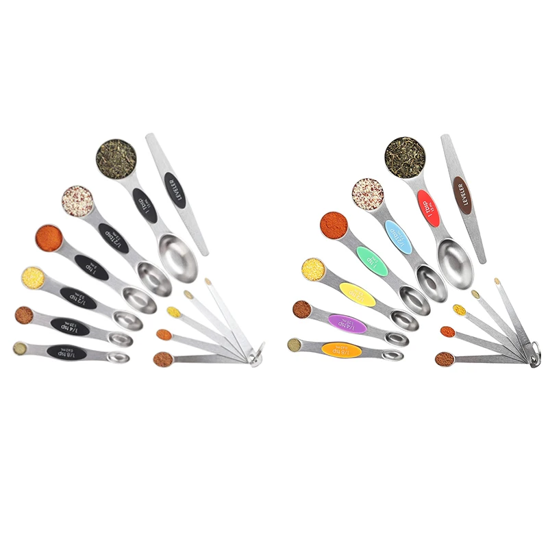 

Promotion! Measuring Spoons,6 Double Sided Magnetic Measuring Spoon,Leveler,Mini Measuring Spoons For Dry And Liquid Ingredients