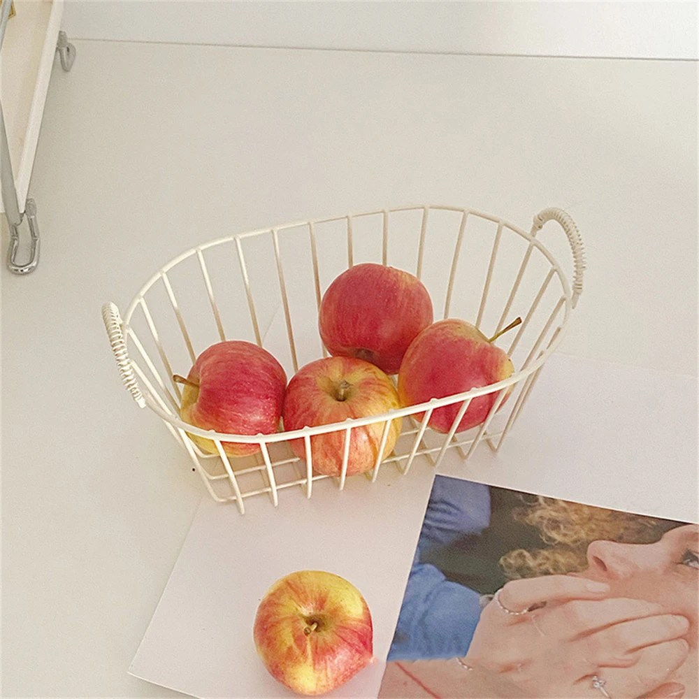 

Multifunctional Storage Basket Coffee Cottage Style Drain Basket Nordic Iron Basket Home Decor Retro Fruit Basket Metal Wire