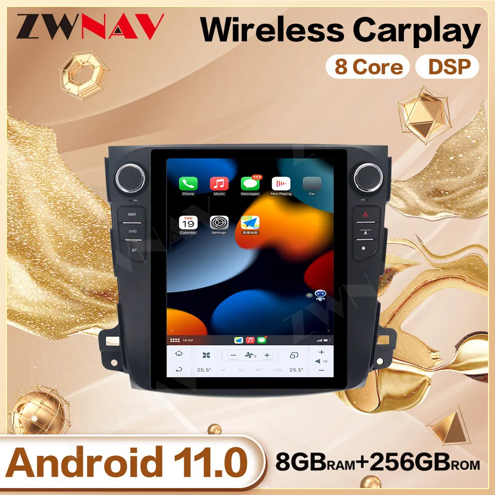 

Автомобильный мультимедийный плеер 256G Tesla Carplay для Mitsubishi Outlander 2006-2009 2010, Android, GPS, радио, стерео