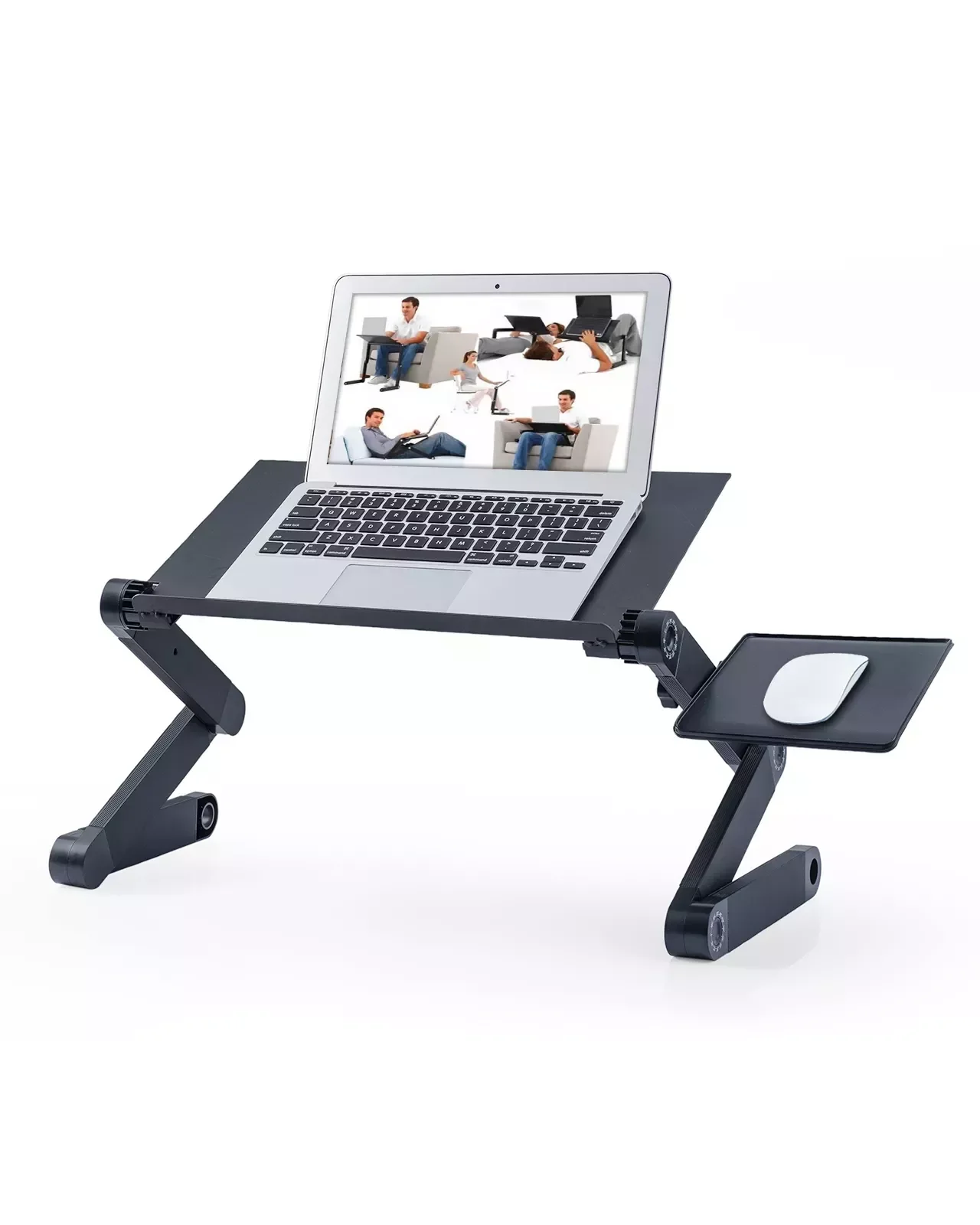 

RAINBEAM Adjustable Aluminum Laptop Desk for Bed Table Ergonomic Portable Notebook Stand Tray Sofa Bed with Mouse Pad Black