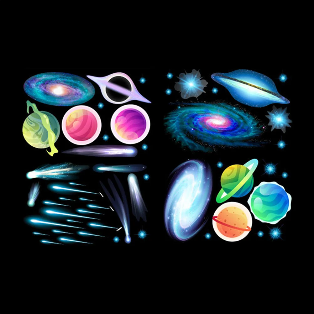 

4 Sheets Galaxy Glowing Stickers Luminous Wall Decals Kids Room Stickers