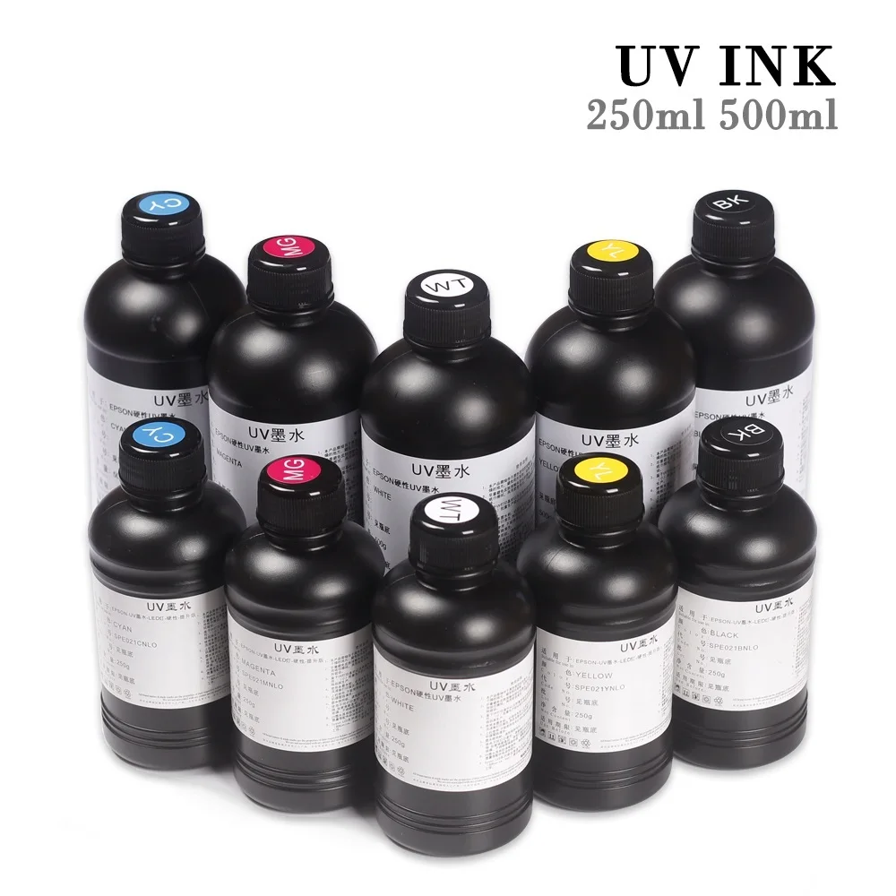 

250ml 500ml UV Ink for Epson R1390 R2000 R1900 T50 L805 L800 L1800 For DX4 DX5 DX6 DX7 TX800 XP600 Printhead Hard ink uv ink