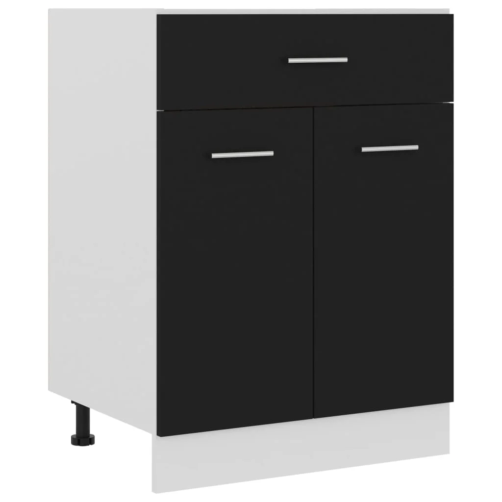 

Bottom Cabinet, Chipboard Drawer Cabinet, Kitchen Furniture Black 60x46x81.5 cm