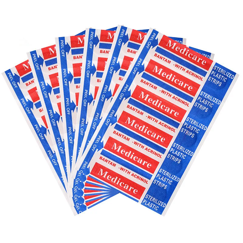 100pcs/pack Waterproof Wound Dressing Patches Tape First Aid Adhesive Bandage Non-woven Fabrics Band Aid Sticking Plaster