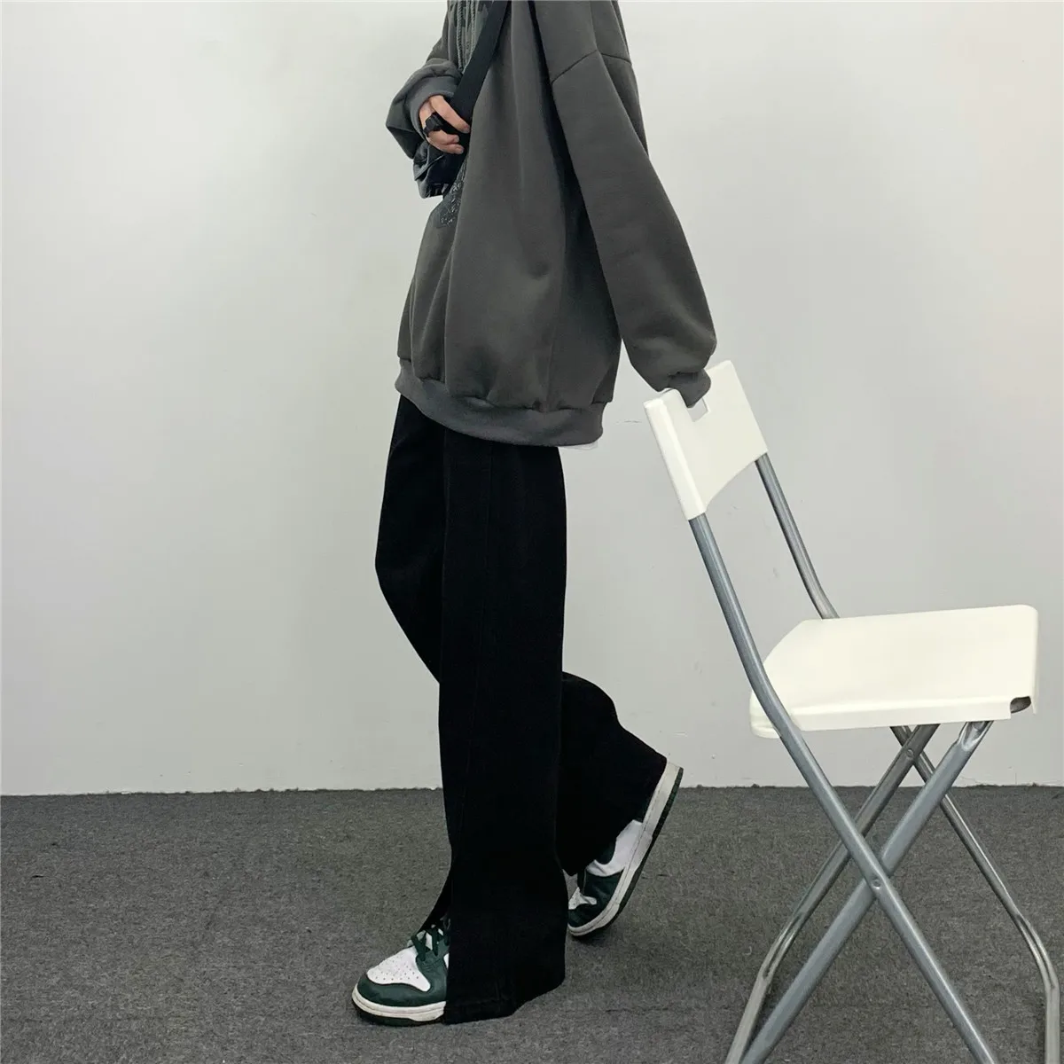 JEAN MAN Hip Hop Street Design Slit Straight Women's Jeans High Street Jeans Men's Loose Jeans Street Pants Y2k Pants Casual