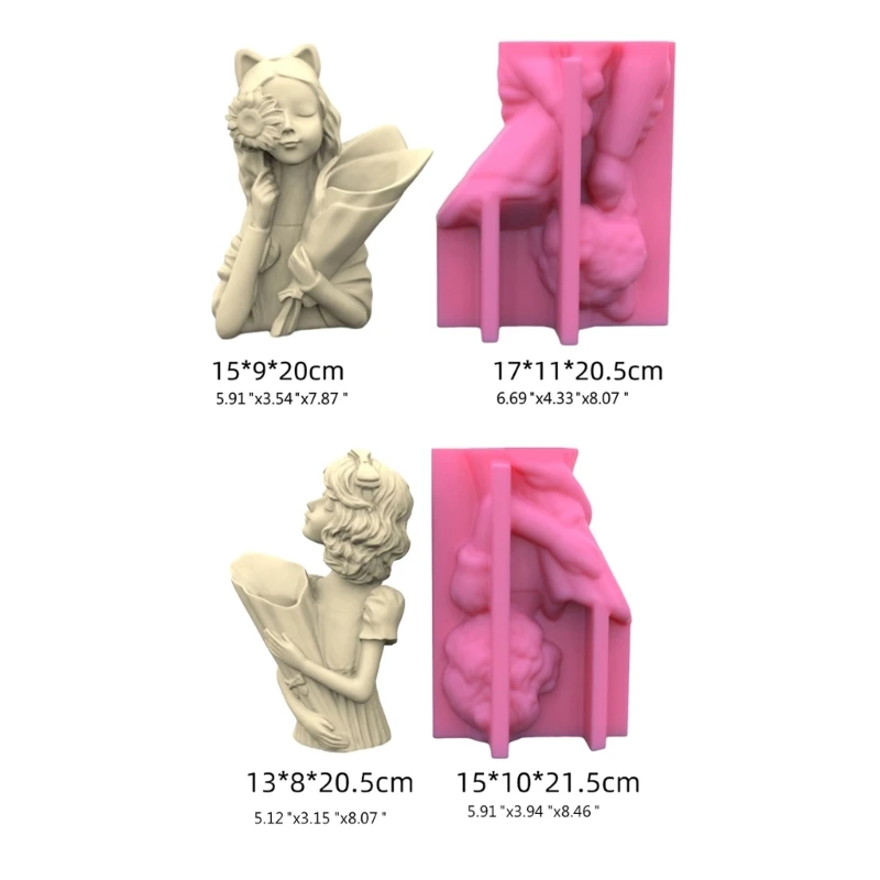 Силиконовая форма для цветочного горшка геометрическая девушка с цветами