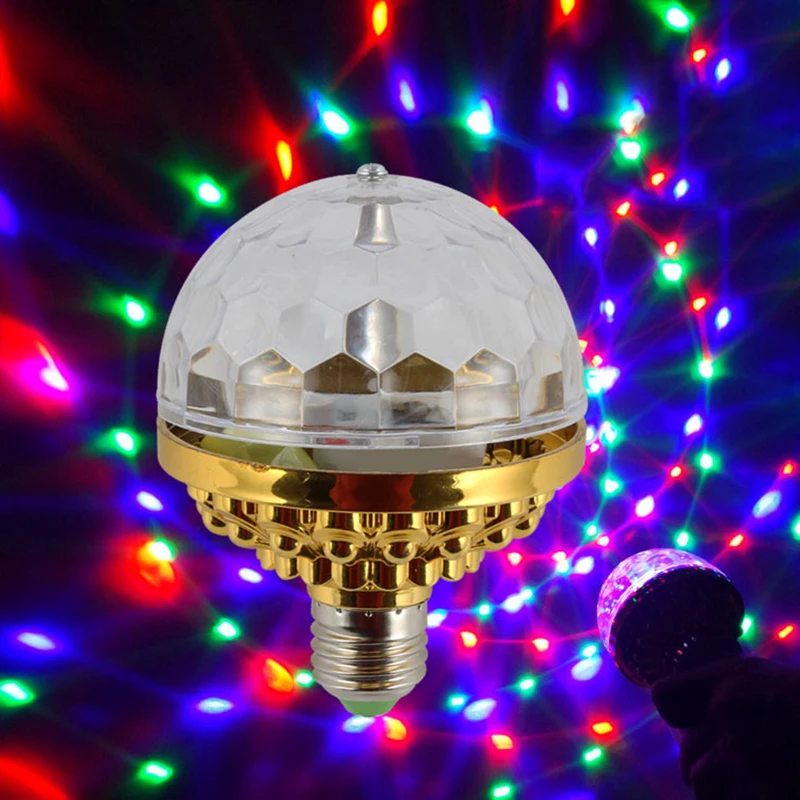 

RGB LED DJ Stage Light Rotating Crystal Ball RGB LED Stage Light Bulb E27 6W Lamp for Disco Party DJ Christmas Effect Lighting